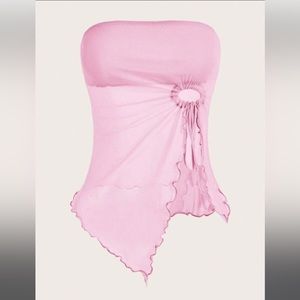 Drawstring Side Asymmetrical Hem Tube Top